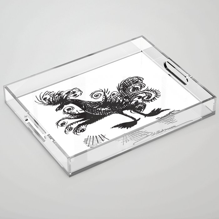 Fantasy Peacock Acrylic Tray By Henrikbakmann