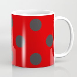 XXL Dark Grey on Bright Red polka dots Coffee Mug