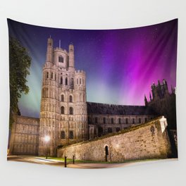 Northern Lights Over Ely Cathedral  Wall Tapestry