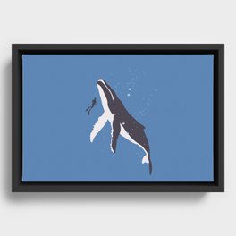 Humpback Whale and Human Framed Canvas