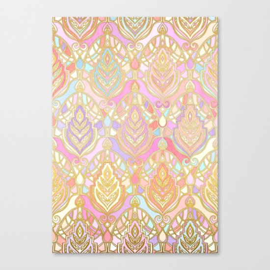 Rosy Opalescent Art Deco Pattern Canvas Print