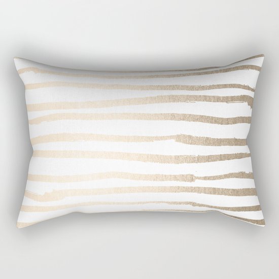 White Gold Sands Painted Lines Rectangular Pillow
