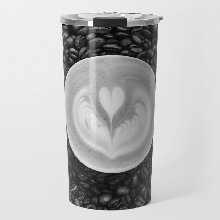 Coffee Beans (Black and White) Travel Mug