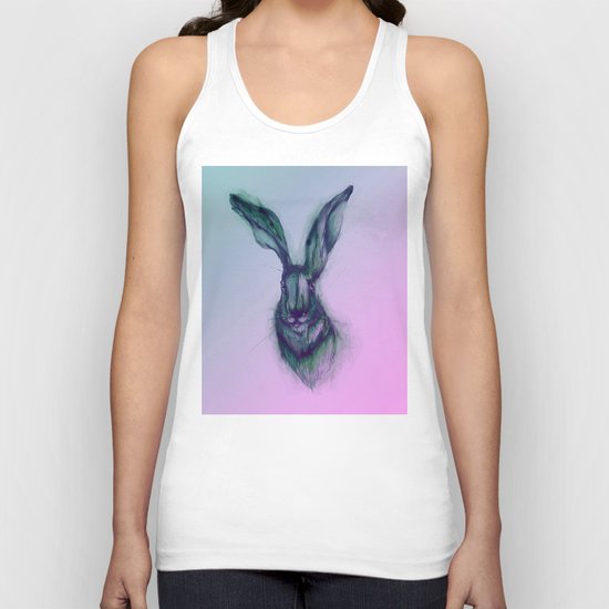 Blue Hare in Pink Unisex Tank Top