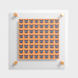 Retro Periwinkle Cats Orange Halftone Mini Floating Acrylic Print