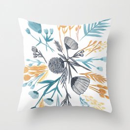 Aquarella FLOWERS, handmade art Throw Pillow