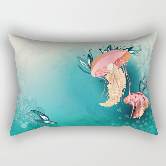 Jellyfish tangling Rectangular Pillow