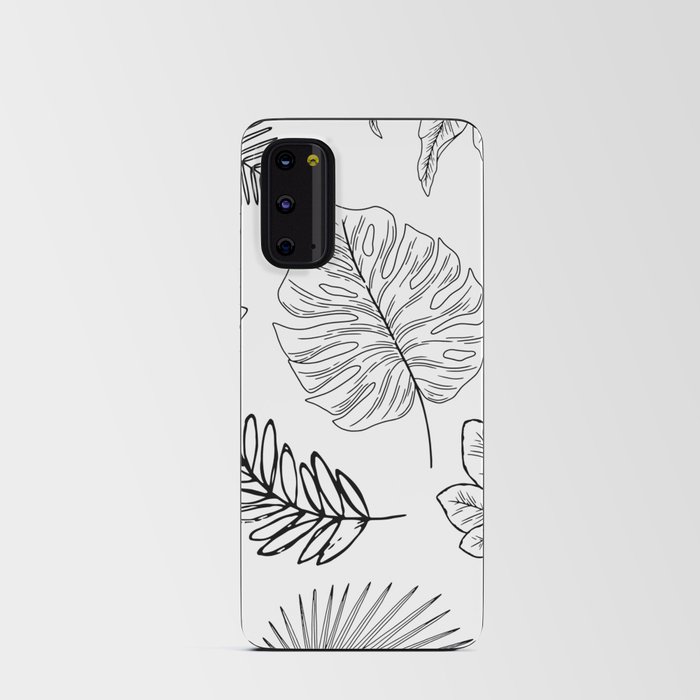 Plants and Leaves Pattern Black and White Android Card Case