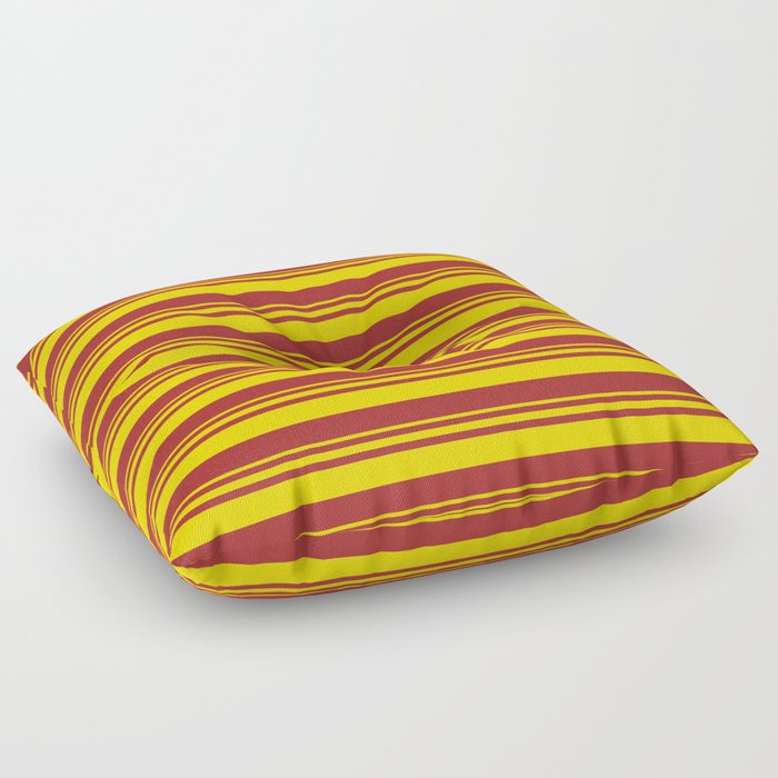 Yellow and Brown Colored Stripes/Lines Pattern Floor Pillow