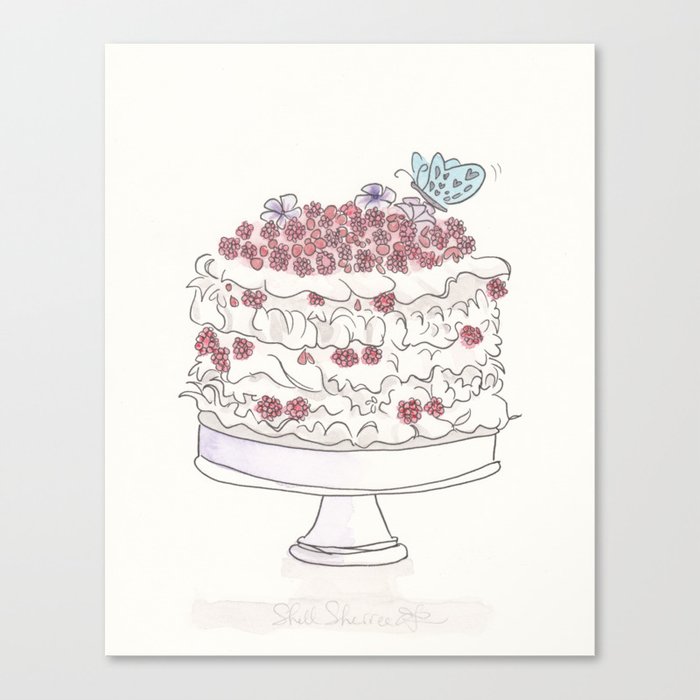 Sweet Art Pavlova Berries and Butterfly Canvas Print