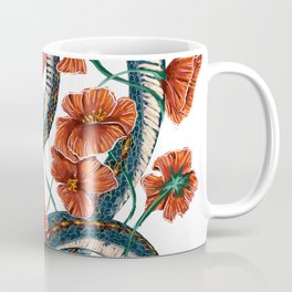 Let Go, Let Grow – Teal Snake in Red Poppies Coffee Mug