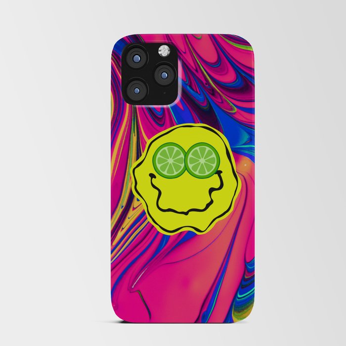 Psychedelic Lime Eyes Smiley iPhone Card Case