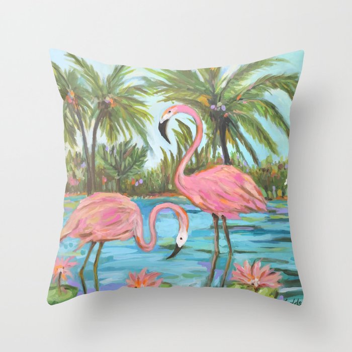 Pink Flamingos Throw Pillow