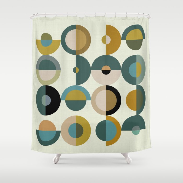 mid century modern geometric art Shower Curtain