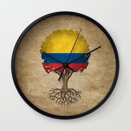 Vintage Tree of Life with Flag of Colombia Wall Clock | Treeoflife, People, Colombiantreeoflife, Tree, Treeoflifegraphic, Colombian, Roots, Graphicdesign, Colombia, Colombianflagtree 