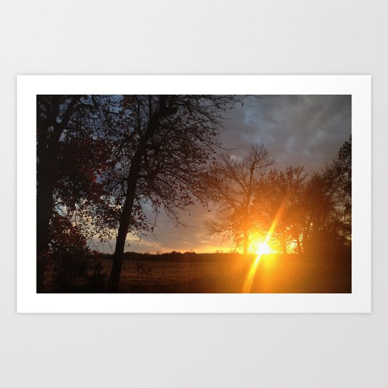Sunset in the sticks Art Print