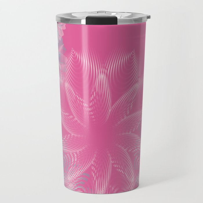 Pink and Blue Abstract Floral Travel Mug
