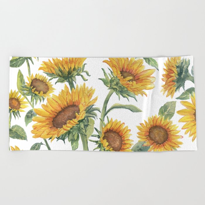 Blooming Sunflowers Beach Towel