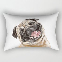Happy Laughing Pug Rectangular Pillow