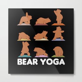 Bear Yoga Cute Bears Sport Namaste Meditation Metal Print