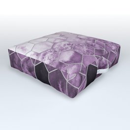 Cubes of Silver - Violet Purple Nights Geometric Outdoor Floor Cushion