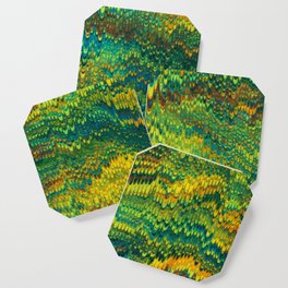 Abstract Organic Pattern Green and Yellow Coaster