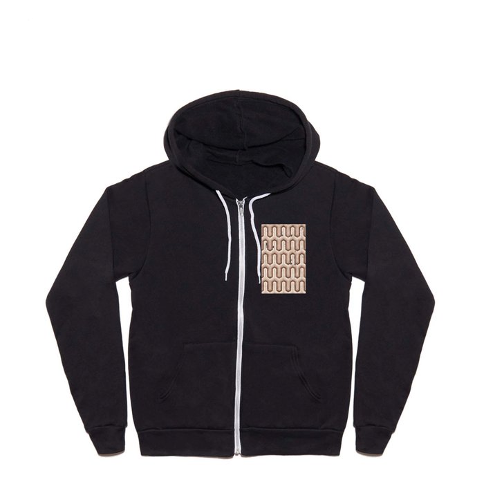 Boho Neutral Moroccan Geometric Pattern Full Zip Hoodie