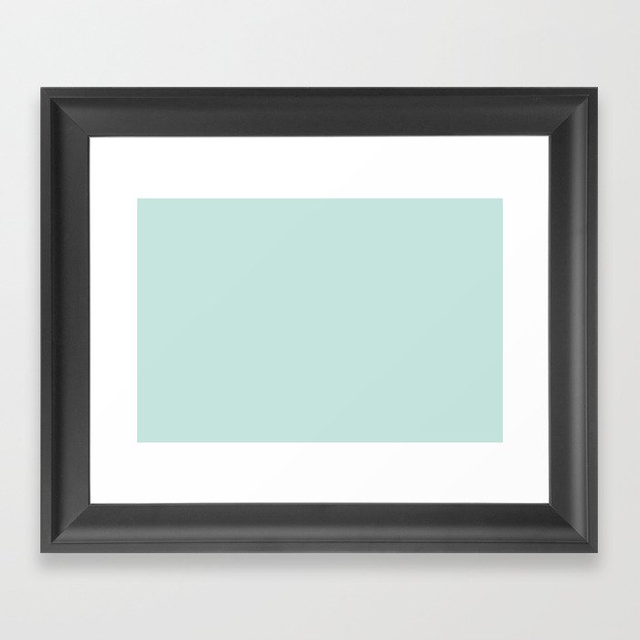 Light Aqua Blue Gray Solid Color Pairs Pantone Moonlight Jade 12-5408 TCX Shades of Blue-green Hues Framed Art Print