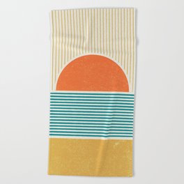 Sun Beach Stripes - Mid Century Modern Abstract Beach Towel