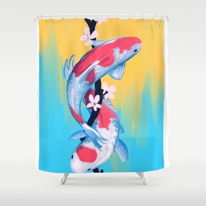 Koi And Blossoms Shower Curtain By Bebbyrose