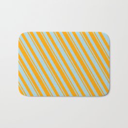 [ Thumbnail: Orange & Light Blue Colored Lines Pattern Bath Mat ]