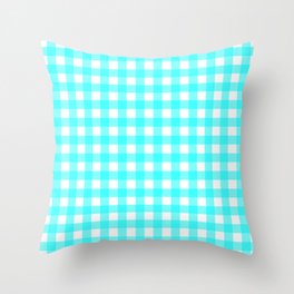 Aqua blue gingham pattern Throw Pillow
