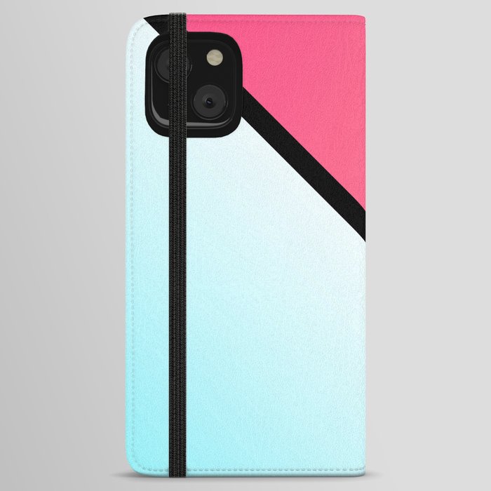 Modern Pink Coral Teal Black Striped Minimalist Gradient iPhone Wallet Case
