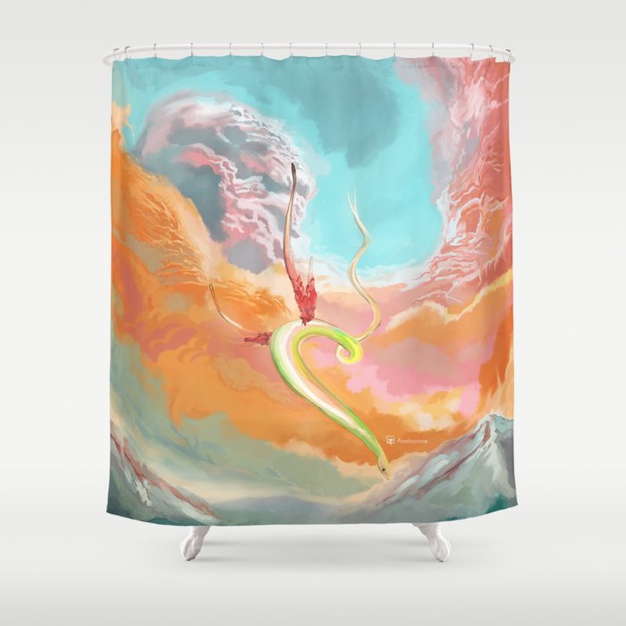 Fantasy Dragon and Clouds Shower Curtain