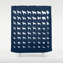 All Dogs (Navy) Shower Curtain