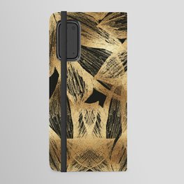 Gold leaves black pillow  Android Wallet Case