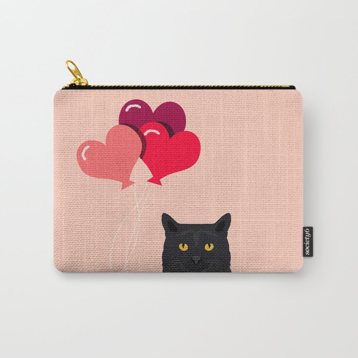 Black Cat Love Balloons Valentine Gifts For Cat Lady Cat People Gifts Ideas Funny Cat Themed Gifts Carry All Pouch By Petfriendly Society6