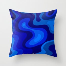 Blue Abstract Art Colorful Blue Shades Design Throw Pillow