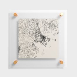 USA - Savannah - Black and White Map Drawing Floating Acrylic Print