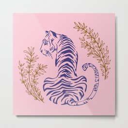 Royal Tiger Pink and Purple Metal Print | Luxurycat, Strongfemale, Erinsillimandesigns, Tigerprintbag, Tigerstripes, Digital, Luxfeminewallart, Pattern, Pinkhomedecor, Tigress 