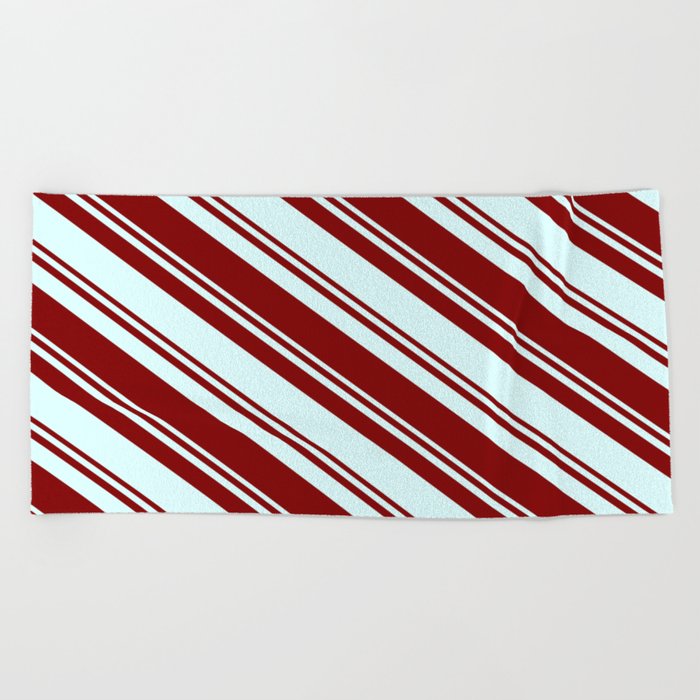 Maroon & Light Cyan Colored Lines/Stripes Pattern Beach Towel