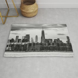 New York City Manhattan skyline black and white Area & Throw Rug