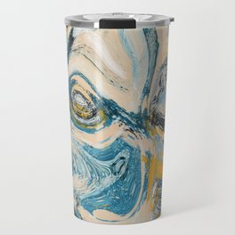 Tide Pool: a blue, yellow, and peach abstract painting by Alyssa Hamilton Art Travel Mug