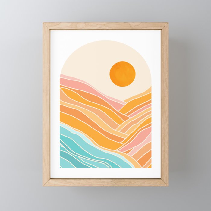 Colorful Coastal Landscape Framed Mini Art Print