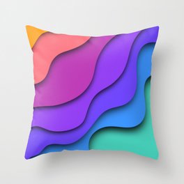 3D Vintage Bespoke Rainbow Color Wave Pattern  Throw Pillow
