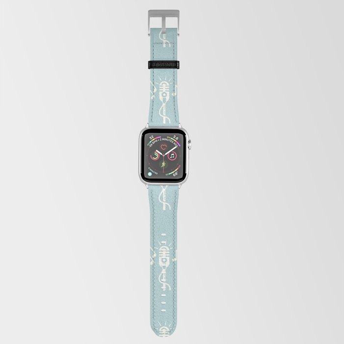 Retro Microphone Pattern on Sage Turquoise Green Apple Watch Band