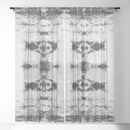 Shibori tie dye black and gray stripes Sheer Curtain