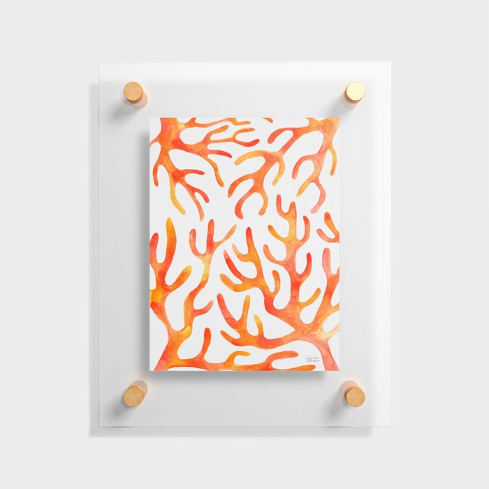 Coral Watercolor - Orange Floating Acrylic Print