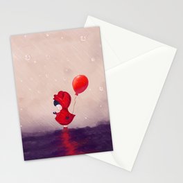 Girl with a red balloon  Stationery Cards