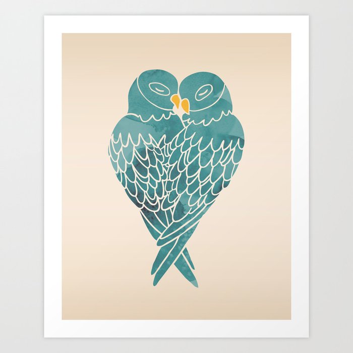 Love Birds (Blue) Art Print